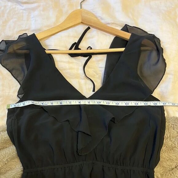 H&M Open Back Ruffled Semi-Sheer Dress Party Chiffon Whimsigoth Black Sz 6 New - Picture 4 of 7